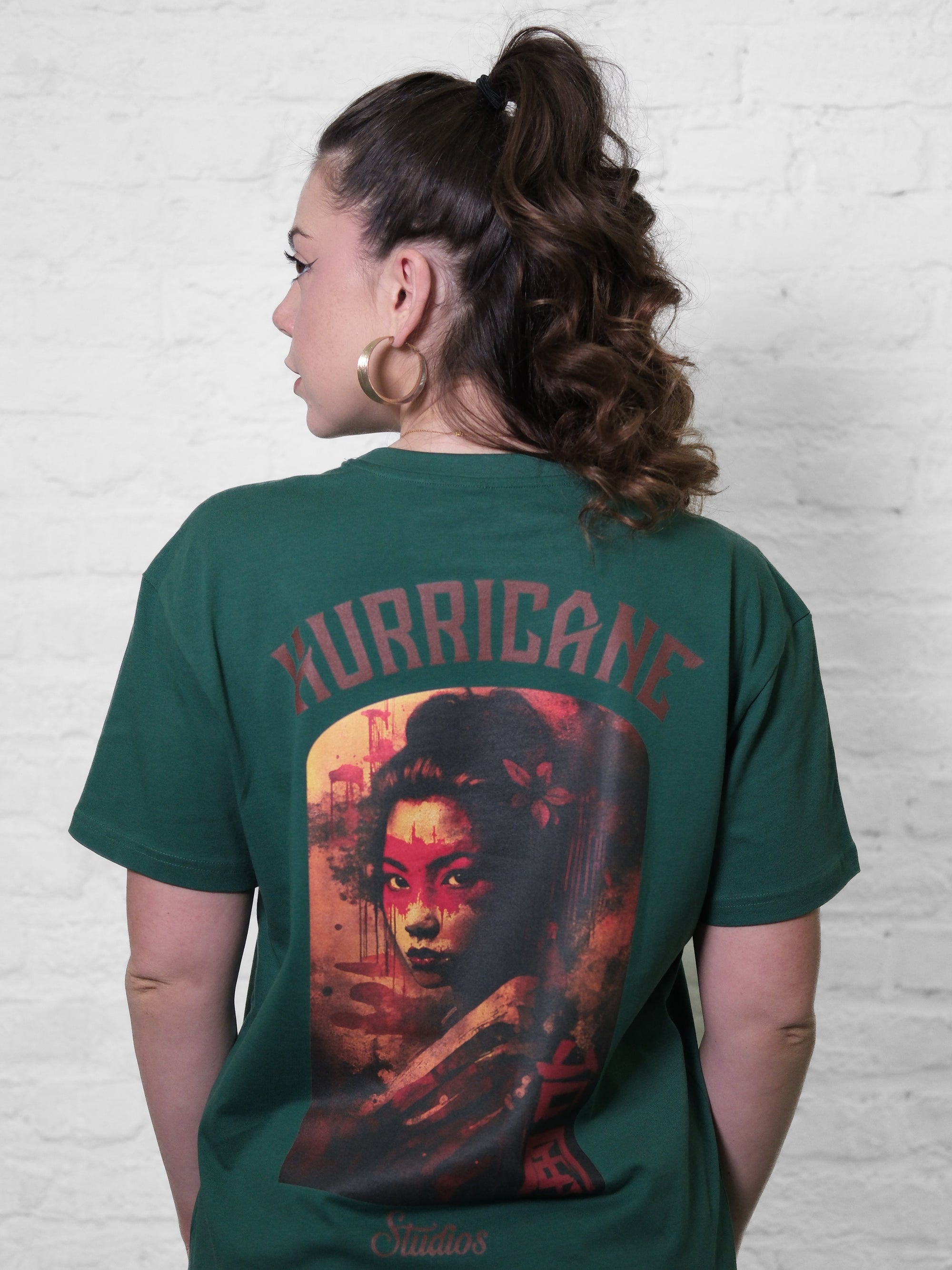 Short-Sleeve T-Shirt / Masked Onna / Dark Green