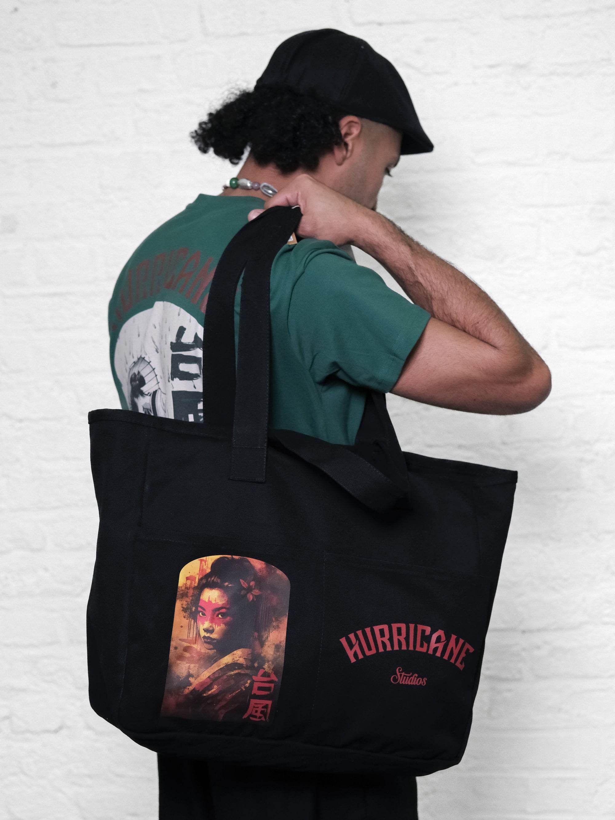 Cargo Pocket Shopping Bag / Masked Onna / Black